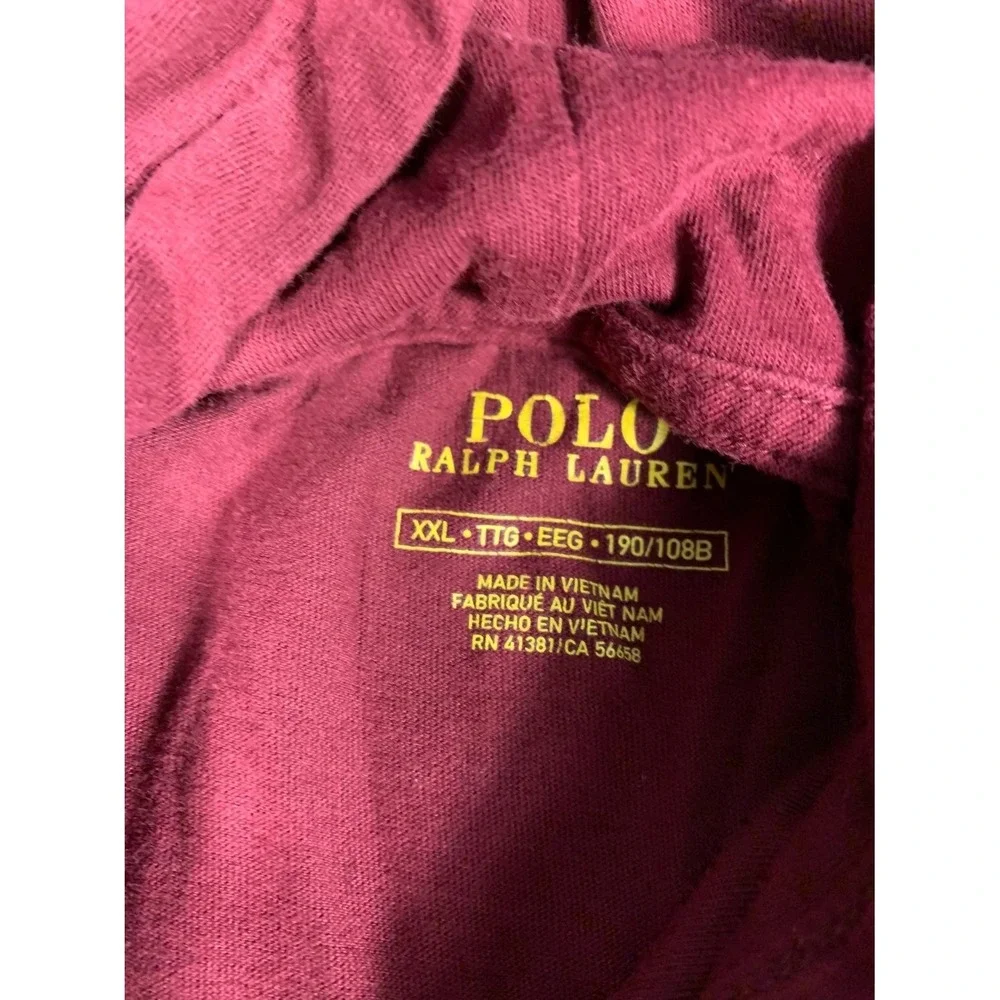 Polo Ralph Lauren Men's Long Sleeve T-Shirt XXL Burgundy Cotton Blue Pony Logo